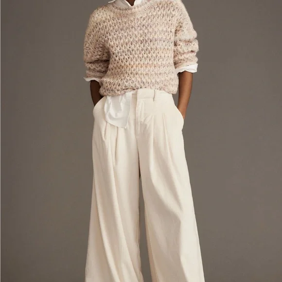 Anthropologie Maeve Cream Wide-Leg Avery Trouser Corduroy Tall - Picture 9 of 11
